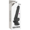 Basecock - Vibrateur Réaliste Télécommande Noir Avec Testicules 19.5 Cm -O- 4 Cm
